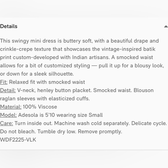 $178 NWT Faherty Montana Mauve Leaf Batik Long Sleeve Mini Dress Boho Casual - Picture 11 of 11